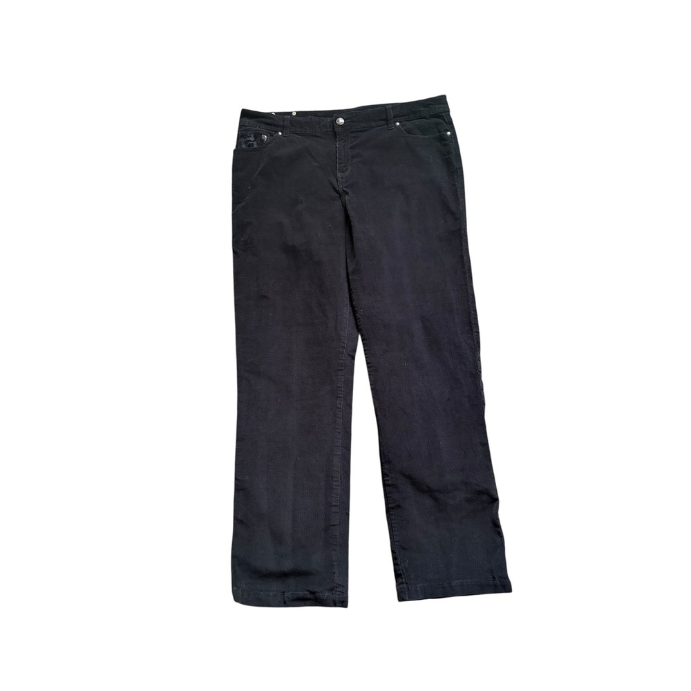 Style & Co Premium Black Corduroy Pants Womens Size 18 Stretch Embroidered‎